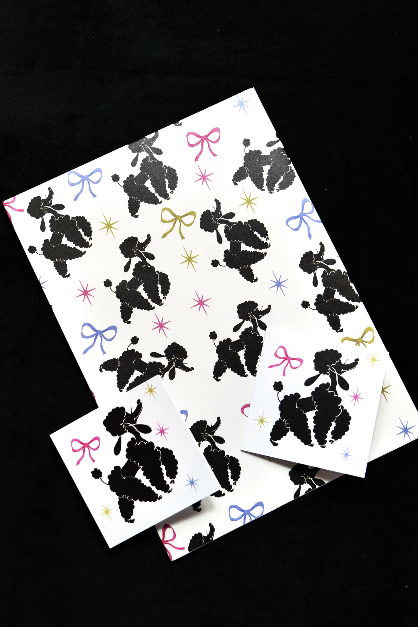 Poodles Gift Wrap & Card Set