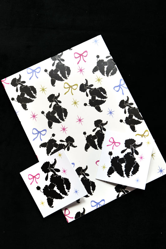 Poodles Gift Wrap & Card Set