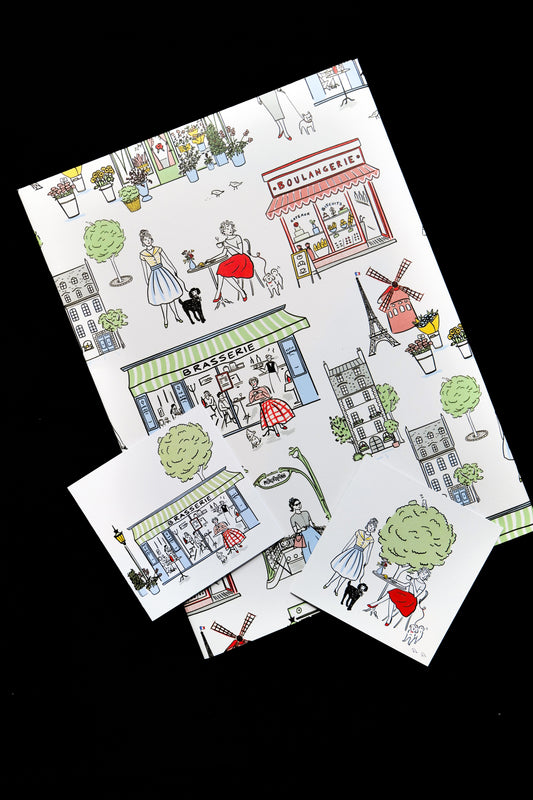 Retro Paris Gift Wrap & Card Set